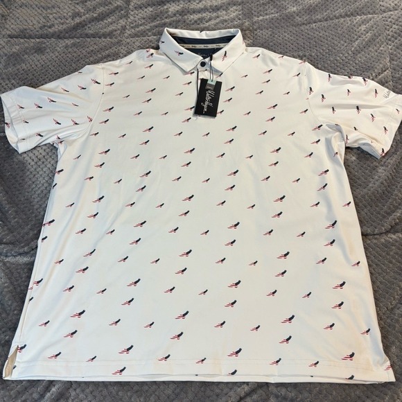 Walter Hagen Mens XL Perfect 11 Golf Polo Shirt White American Flag Eagle NWT - Picture 2 of 5
